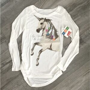 Girls Graphic Shirred Sideseam Long Sleeve Tee